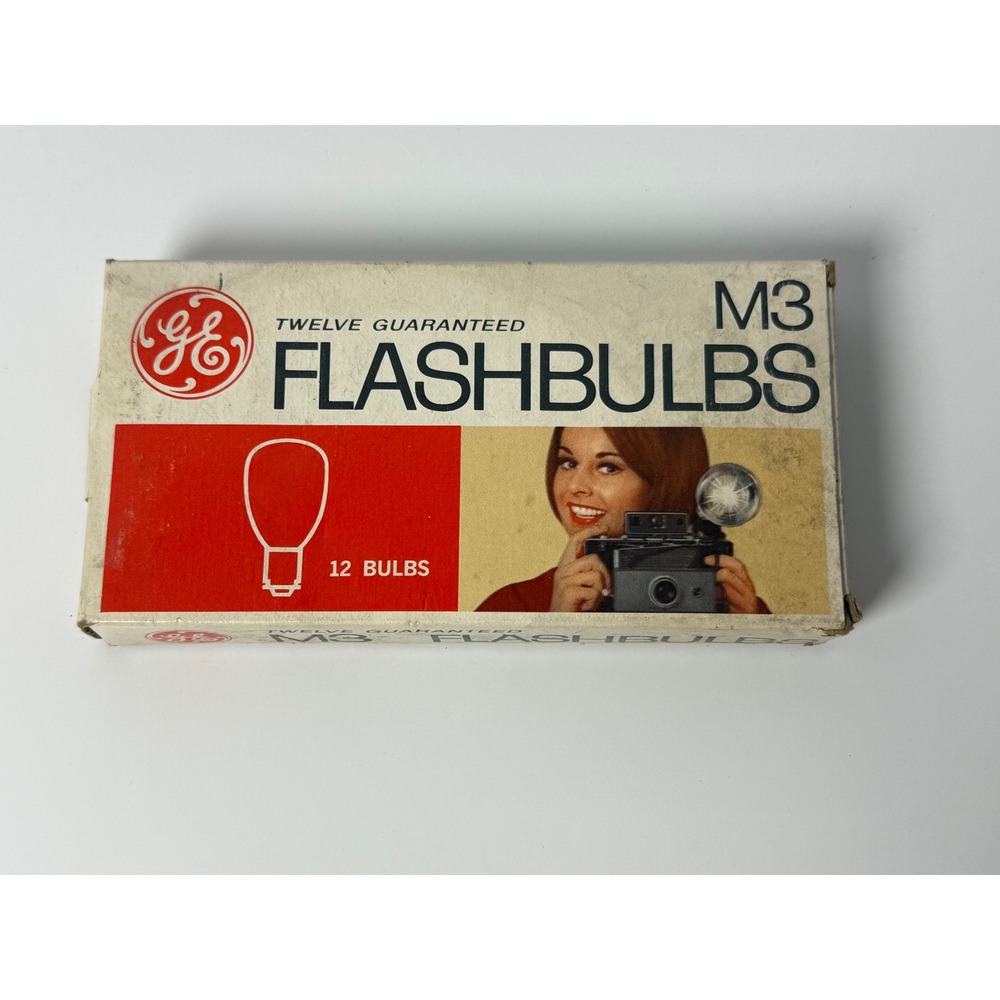 Vintage‎ GE M3 Flashbulbs General Electric 12 Pack Clear Camera Flash Bulbs Box